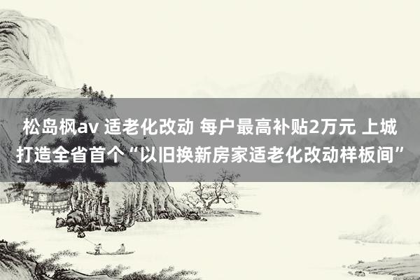 松岛枫av 适老化改动 每户最高补贴2万元 上城打造全省首个“以旧换新房家适老化改动样板间”