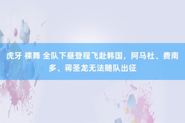 虎牙 裸舞 全队下昼登程飞赴韩国，阿马杜、费南多、蒋圣龙无法随队出征